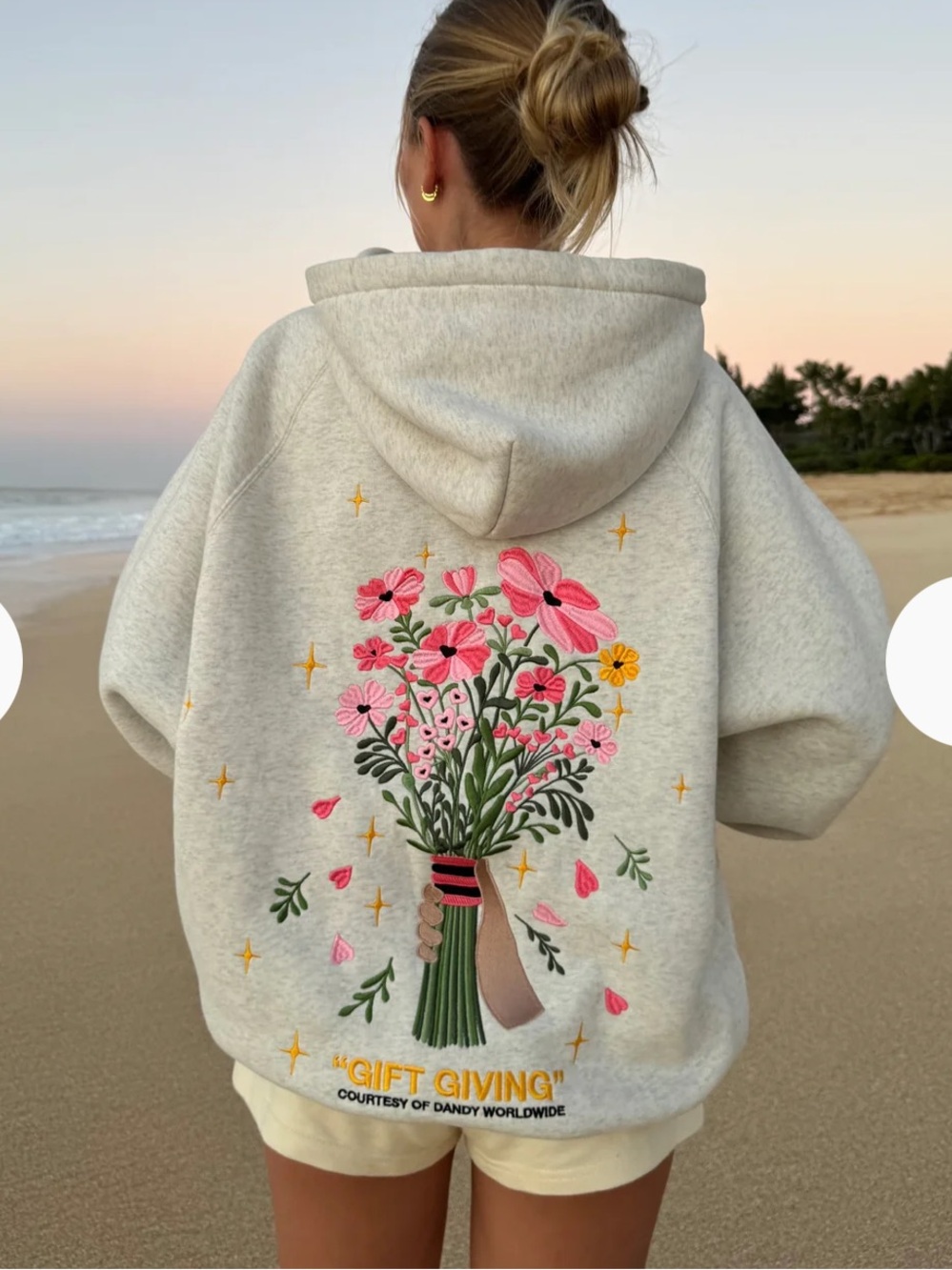 'Gift Giving' Dandy Worldwide Luxe Oversized Grey Hoodie